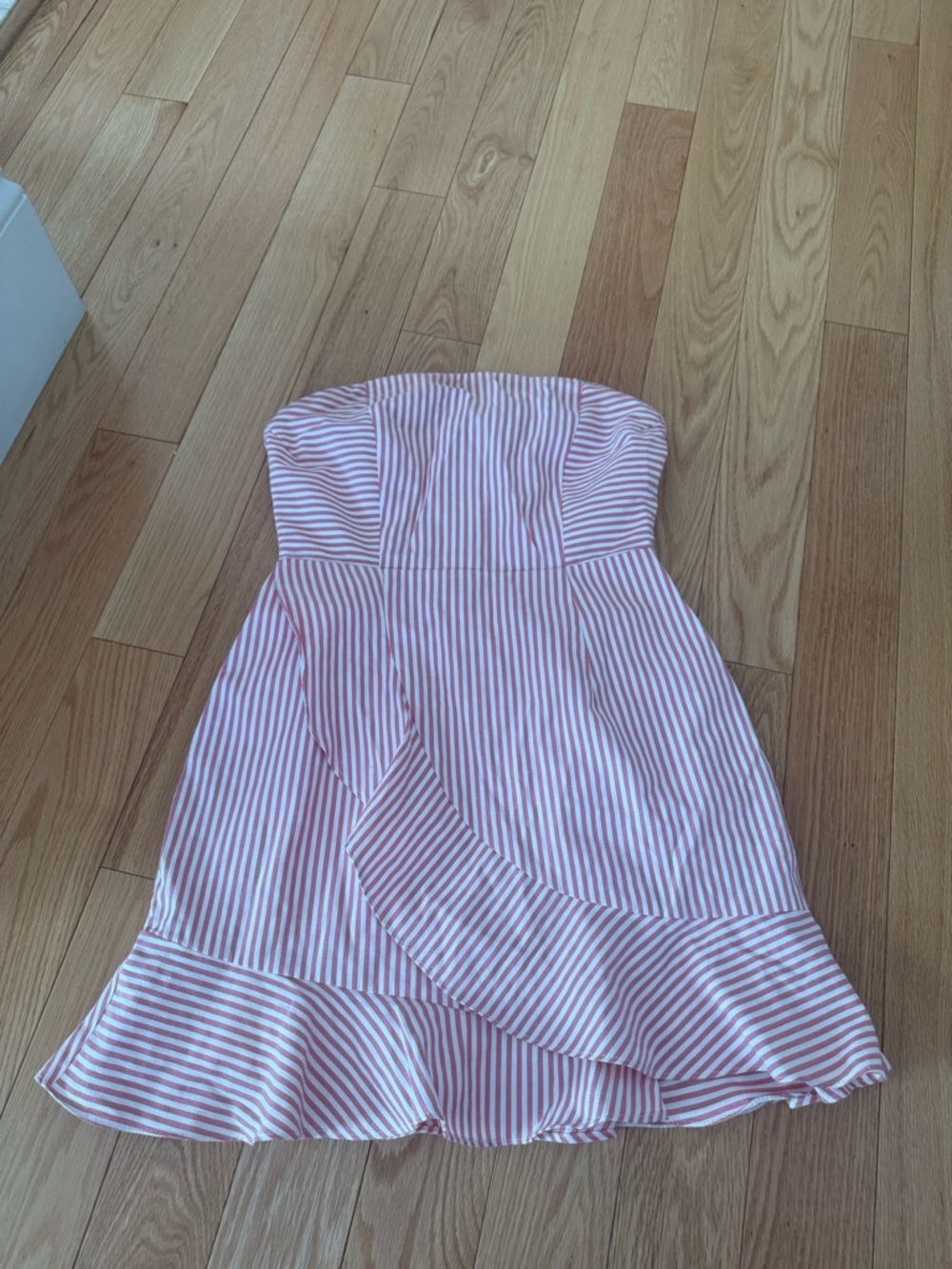 superdown Pink & White Striped Strapless Top
